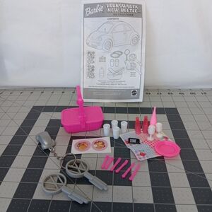 Barbie Volkswagen Keys Picnic Basket And Accessories Phone Cups Instructions Lot